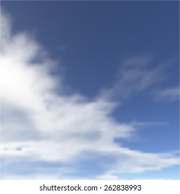 Blue sky with clouds. Vector blurred background