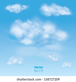 Blue sky with clouds - vector illustration