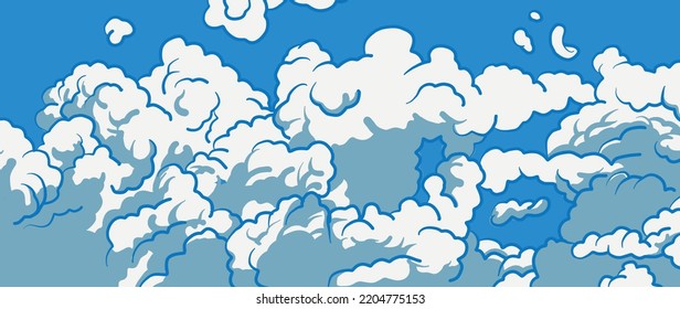 Cielo azul con ilustración vectorial de nubes.