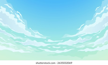 Blue sky and clouds vector illustration, nature landscape background