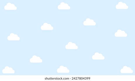 Blue sky with clouds, vector seamless background.Cloudscape in the blue sky, white illustration cloud