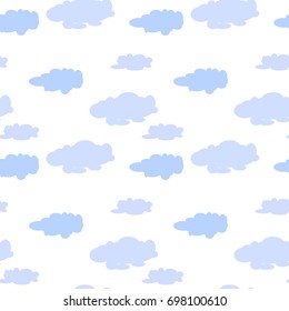 Blue sky with clouds, vector seamless background