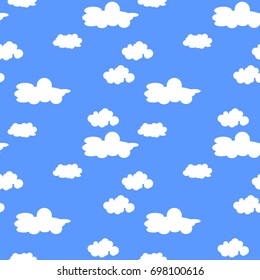 Blue sky with clouds, vector seamless background