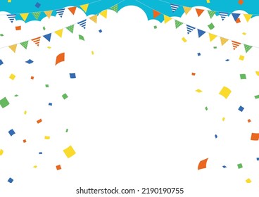 Blue sky with colorful garland