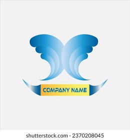 Logo de la empresa creativa azul cielo y azul azul