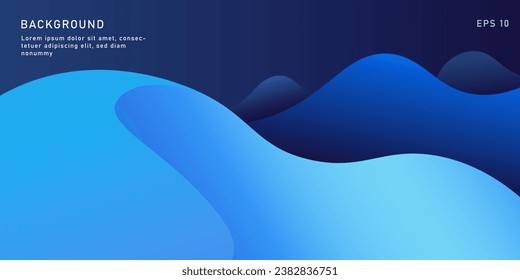 Composición de forma líquida dinámica azul y cielo. Diseño de fondo moderno de moda para portada, portada, folleto, revista, medios sociales, banner, tarjeta de visita, papel tapiz y otros. Vector Eps10.