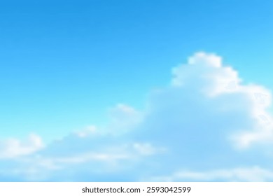 Blue sky with fluffy white clouds on a bright sunny day. View Background.