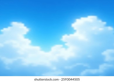 Blue sky with fluffy white clouds on a bright sunny day. View Background.