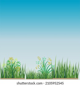 Blue Sky Green Grass Background Vector Illustration