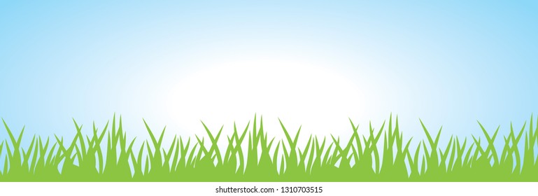 blue sky and green grass, vector