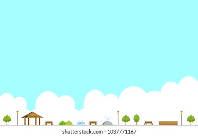A blue sky and the landscape of the park