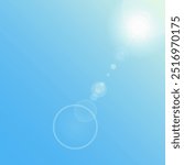 Blue Sky with Lens Flare Vector - Simple and Bright Illustration of a Clear Blue Sky with Lens Flare. Perfect for Nature, Outdoor, and Landscape-Themed Designs in High-Resolution. This Vector Is Ideal