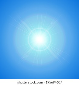 blue sky with light ray pattern background (vector)