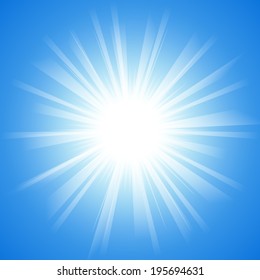 blue sky with light ray pattern background (vector)