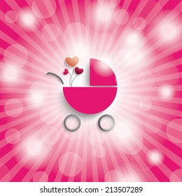 Blue sky with lights and baby buggy. Eps 10 vector file.
