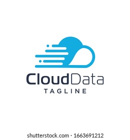 blue sky line art of cloud storage logotype data share logo vector