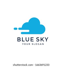 blue sky line art of cloud storage logotype data share logo vector