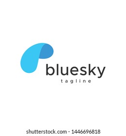 Blue sky modern flat logo designs, Cloud vector logo template