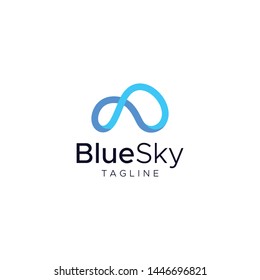 Blue sky modern flat logo designs, Cloud vector logo template
