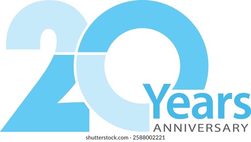 Blue sky monochrome color number 20 with word years anniversary.