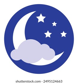 cielo azul luna y estrellas.arte e ilustrador.en fondo blanco
