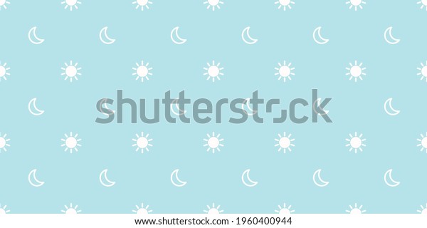 Blue sky moon and sun seamless repeat\
pattern vector background, wallpaper\
design.