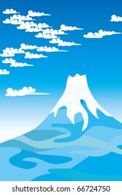 Blue sky and Mount Fuji (Vector illustration)