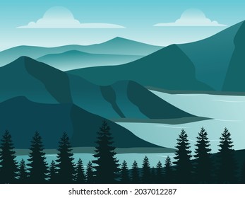 blue sky mountain illustration background image