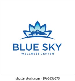 blue sky mountain logo design for wellness center business company