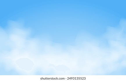 Blue sky nature landscape background with realistic fluffy clouds