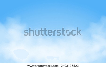 Blue sky nature landscape background with realistic fluffy clouds