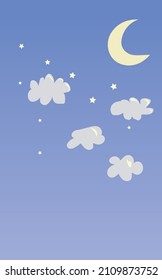 blue sky in the night with moon and cloud also a lot of stars