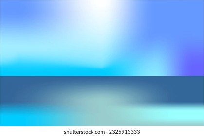 blue sky and ocean vector with horizon line as border