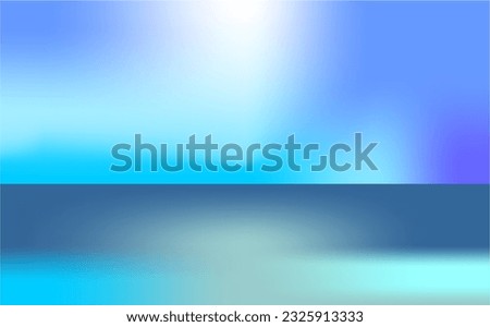 blue sky and ocean vector with horizon line as border