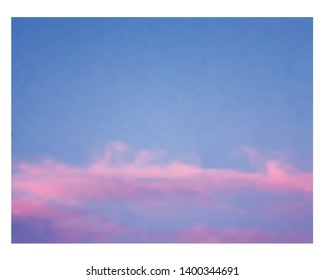 Blue sky and orange clouds at sunset abstract background vector.