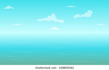 Blue sky over the ocean, vector art illustration.