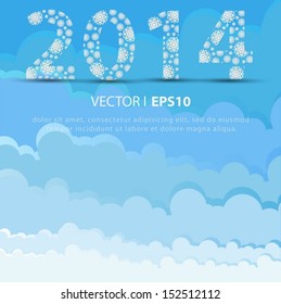 Blue sky with paper clouds. Abstract background. Vector illustration EPS10