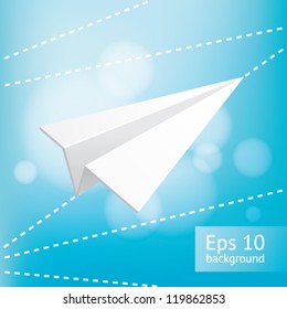 Blue sky and paper plane, EPS10 file with transparent objects