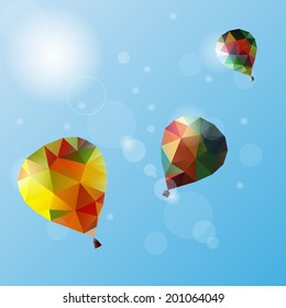 Blue sky with polygon style balloons