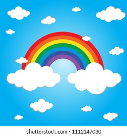 Blue Sky Rainbow Clouds Background Vector Stock Vector (Royalty Free ...