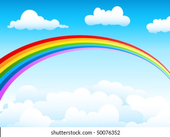 blue sky and rainbow - vector illustration