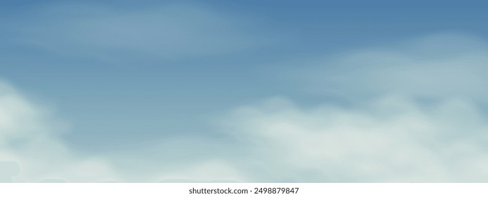 Cielo azul y fondo transparente realista de la nube del cielo claro del Vector. Primavera, Verano Día soleado con luz solar en Invierno, Horizonte Naturaleza Paisaje ilustración de luz del día Temporada de Clima de Anuncio