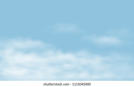 Blue sky with realistic white clouds, with space for your text - vector
