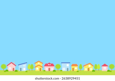 Blue sky residential area vector illustration background material