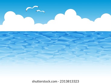 Cielo azul y mar, ilustración vectorial