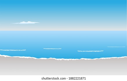 Blue sky and blue sea with the waves