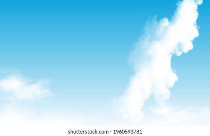 blue sky with slanting white cloud, vector art illustration.