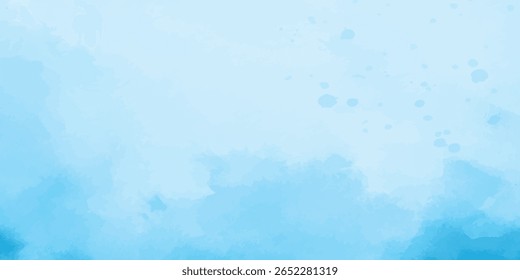 Céu azul com nuvens brancas macias e textura suave de lavagem de aquarela abstrata para design artístico criativo.Céu azul claro com nuvens brancas fofas e textura de aquarela pintada à mão