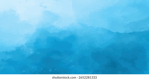 Céu azul com nuvens brancas macias e textura suave de lavagem de aquarela abstrata para design artístico criativo.Céu azul claro com nuvens brancas fofas e textura de aquarela pintada à mão