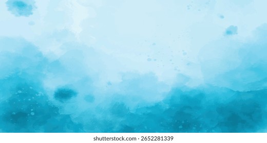 Céu azul com nuvens brancas macias e textura suave de lavagem de aquarela abstrata para design artístico criativo.Céu azul claro com nuvens brancas fofas e textura de aquarela pintada à mão